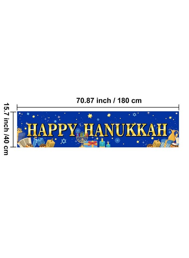 Tatuo Large Happy Hanukkah Party Decoration - Chanukah Photography Backdrop 70.9 x 43.3 Inch Blue Shiny Menorah Lamp - Festive Indoor/Outdoor Yard/Home Decor - Image 2