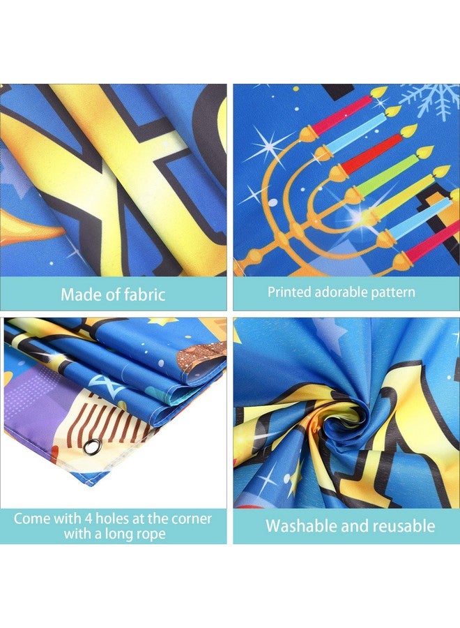 Tatuo Large Happy Hanukkah Party Decoration - Chanukah Photography Backdrop 70.9 x 43.3 Inch Blue Shiny Menorah Lamp - Festive Indoor/Outdoor Yard/Home Decor - Image 3