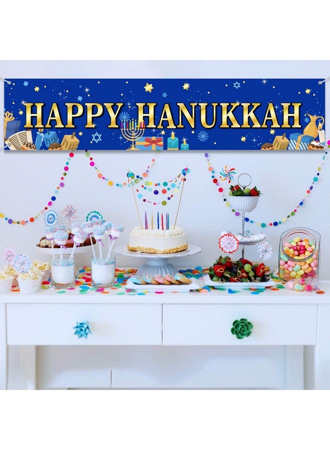 Tatuo Large Happy Hanukkah Party Decoration - Chanukah Photography Backdrop 70.9 x 43.3 Inch Blue Shiny Menorah Lamp - Festive Indoor/Outdoor Yard/Home Decor - Image 4