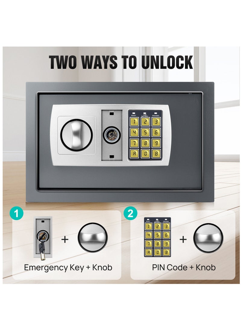 Safe Box, Electronic Safety Box with Digital Keypad and Emergency Keys,  Home Security Locker for  Valuables, Jewelry, Money and Documents, Gold  - Image 4