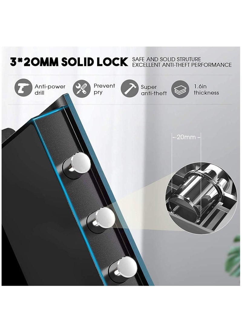 Safe Box, Electronic Safety Box with Digital Keypad and Emergency Keys,  Home Security Locker for  Valuables, Jewelry, Money and Documents, Gold  - Image 3