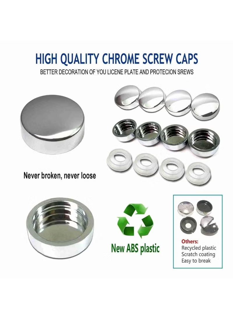 مجموعة براغي لوحات ترخيص السيارات المضادة للسرقة، أدوات تثبيت من الفولاذ المقاوم للصدأ لإطارات لوحات السيارات، أغطية براغي برؤوس الأزرار، مجموعات أدوات التثبيت للوحات ترخيص السيارات الأمامية والخلفية - Image 3