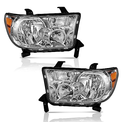 WEELMOTO Headlight For 2007-2013 Toyota Tundra (Fits Models WITHOUT Level Adjuster Only) For 2008-2017 Toyota Sequoia (Fits 12-14 Sequoia Models WITHOUT Headlight Washer Only) - Image 1