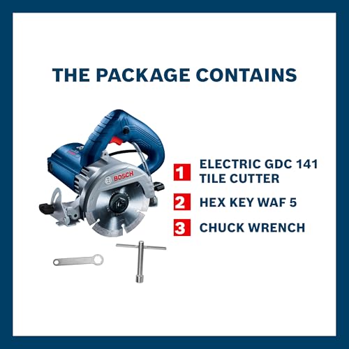 Bosch GDC 141 Professional Diamond Tile/Stone/Marble Cutter, 1450W, 125 mm, 12000 rpm, 3 kg + Hex Key, Hexagon Socket Wrench - Image 2