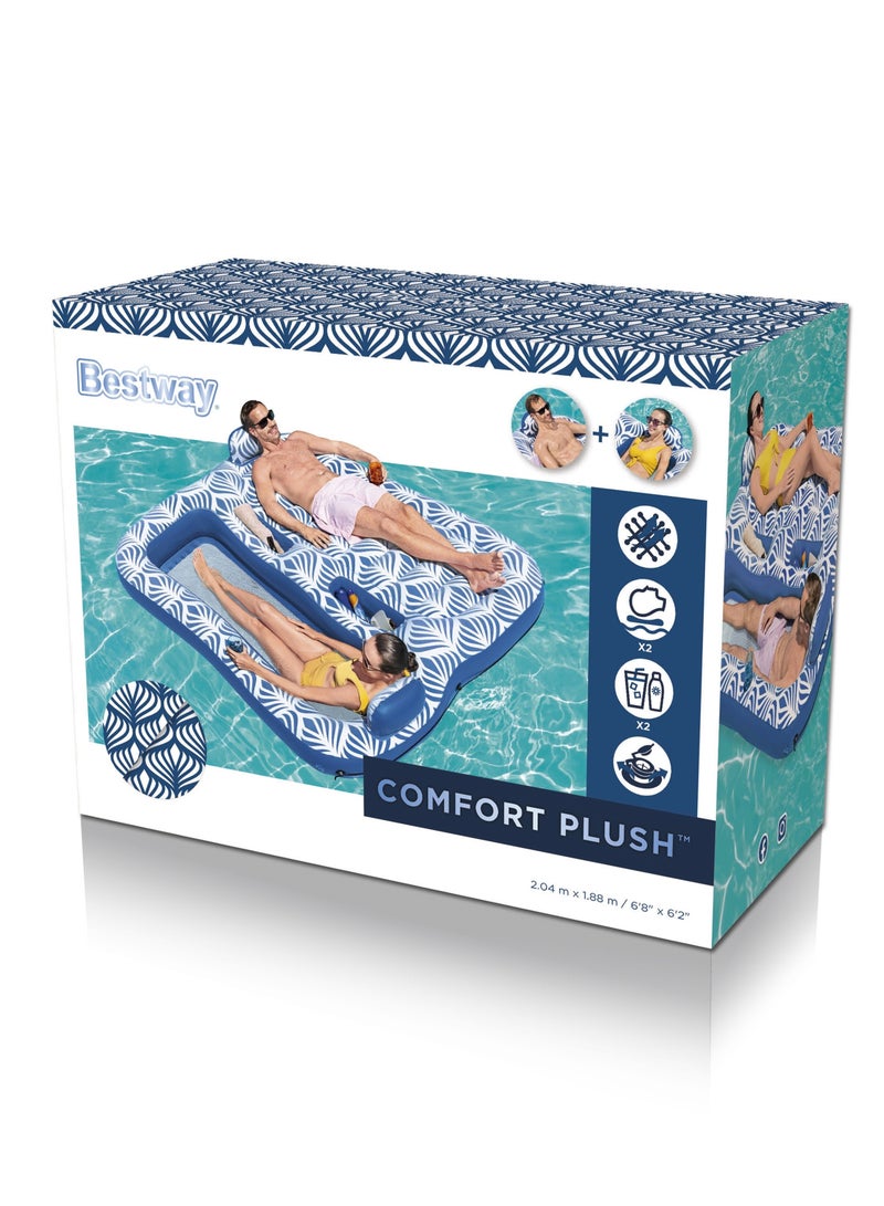 Bestway Lounge Comfort Plush Double Pool Float  204x188cm | Inflatable Ride-on | Pool Float | Summer Water Toy | Pool & Beach Toy - Image 1