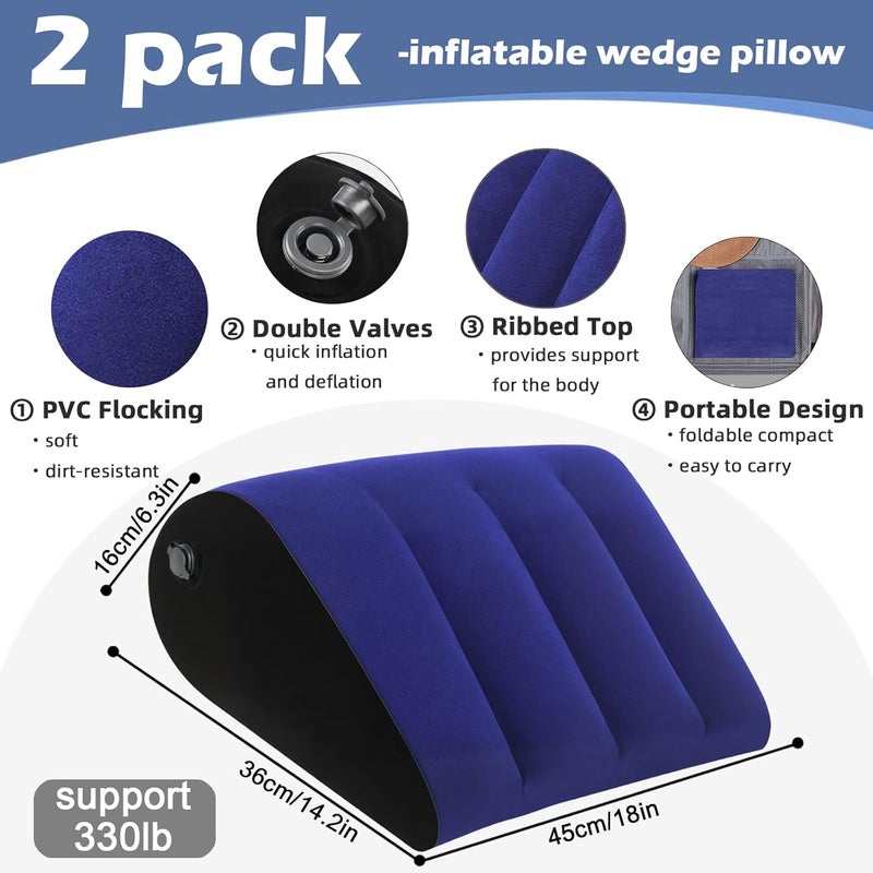 Prosixtoy Portable Inflatable Wedge Pillow for Camping - 2Pack Body Positioner Bed Wedge Pillow for Sleeping Support,18in Adjustable Traveling Cushion,Lightweight Bed Leg Elevation Partner Wedges Fast Inflation - Image 4