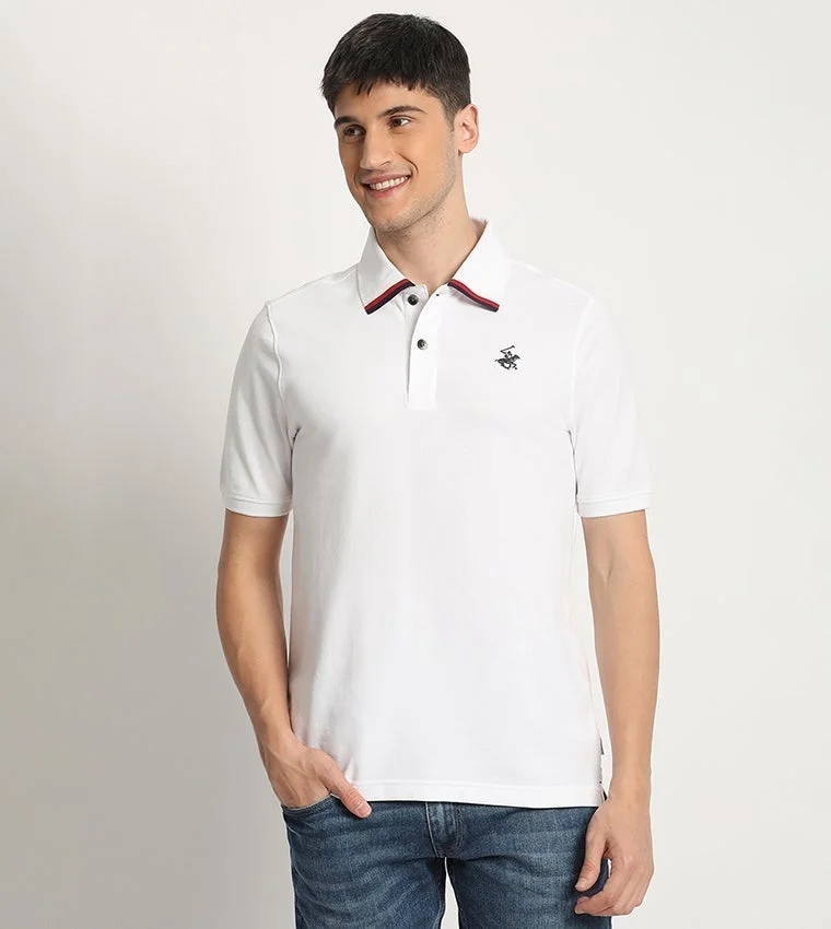Logo Embroidered Contrast Trim Polo T-Shirt