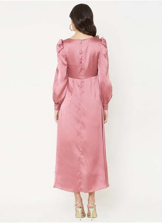Mish Satin Wrap Front Midi Dress by Styli