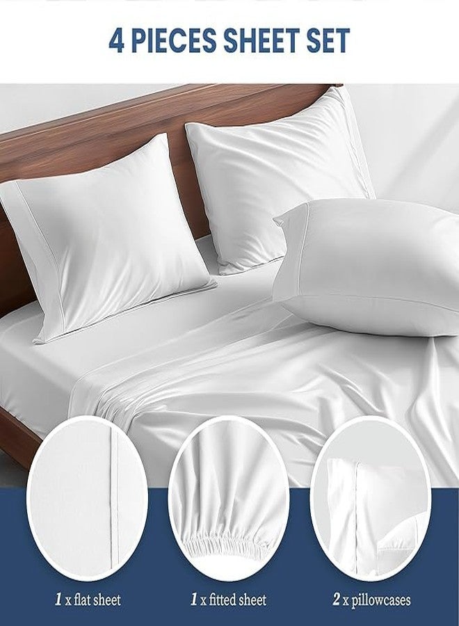 Simple Deluxe King Size 4 Piece Sheet Set, Lightweight Super Soft Easy Care Microfiber - Comfy Breathable, Cooling Bedding Sheets with Deep Pocket, Shrinkage & Fade Resistant, Hotel Luxury, White New - Image 2