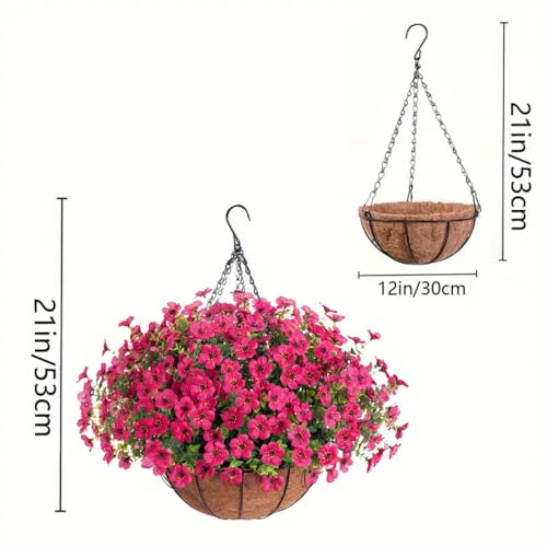 Ekhasa Nostrae Artificial Faux Hanging Plants Flowers Basket for Summer Outdoor Outside Decoration, Fake Silk UV Sun Resistant Look Real Colorful Daisy Eucalyptus for Porch Home Patio Balcony Yard - Image 3