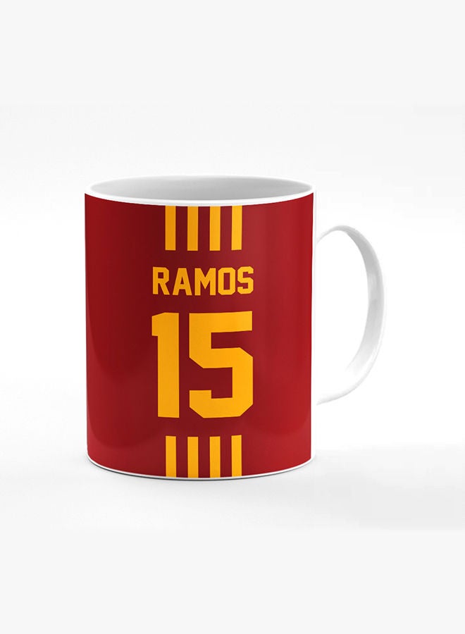 Stylizedd Designer Printed Coffee Mug with Heavy Duty Handle 11oz Ceramic Personalised Gift Mugs Cup [Microwave Safe & Dishwasher Proof] -Football Team - Spain  Player Name - Ramos - Image 1