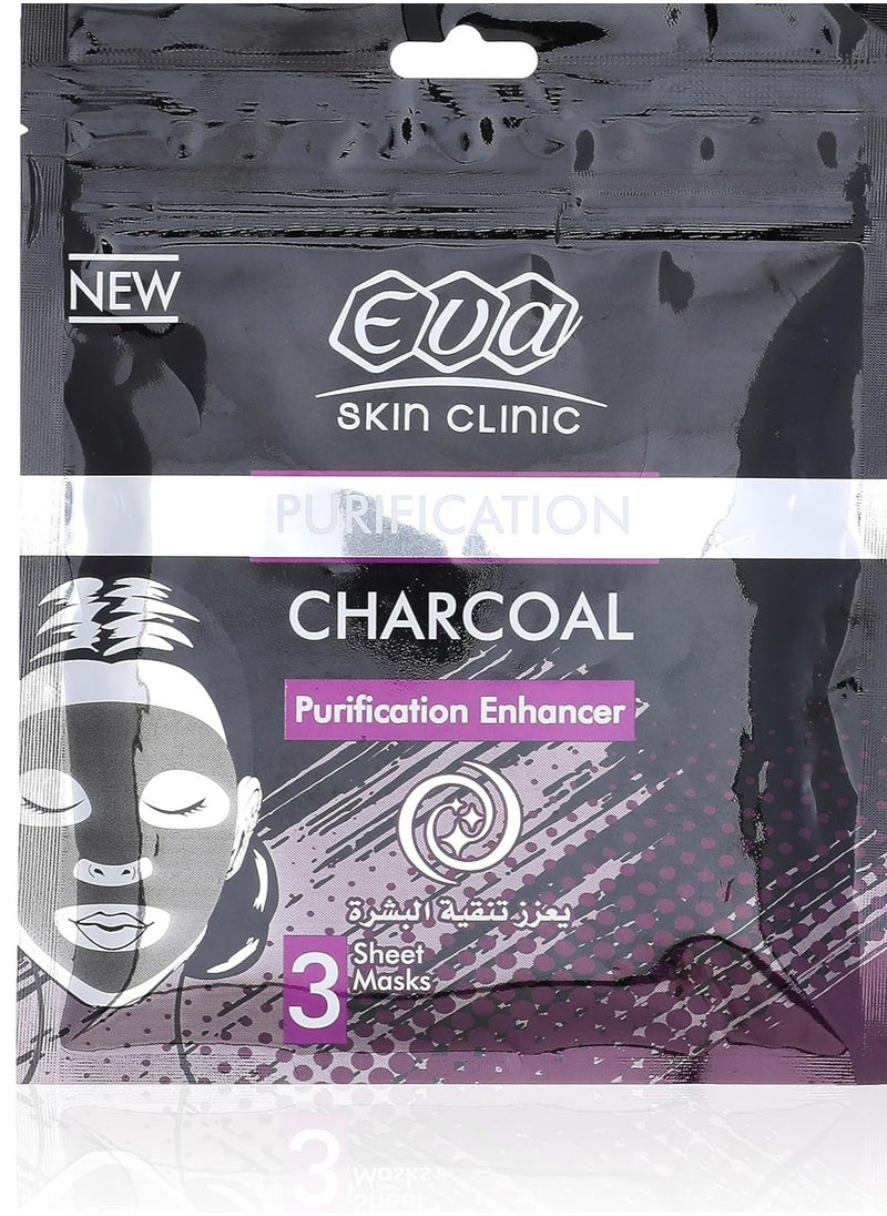 Eva Charcoal Purification Enhancer 3 Sheet Masks 