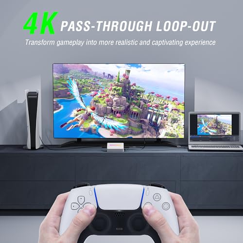 AmpliGame Fifine AmpliGame Gaming Capture Card USB 4K HDMI, 1080P Audio Video Capture Card for OBS Streaming with RGB, HDMI in/Out Compatible for Switch/XBOX/PS5/Computer-V3 White - Image 3