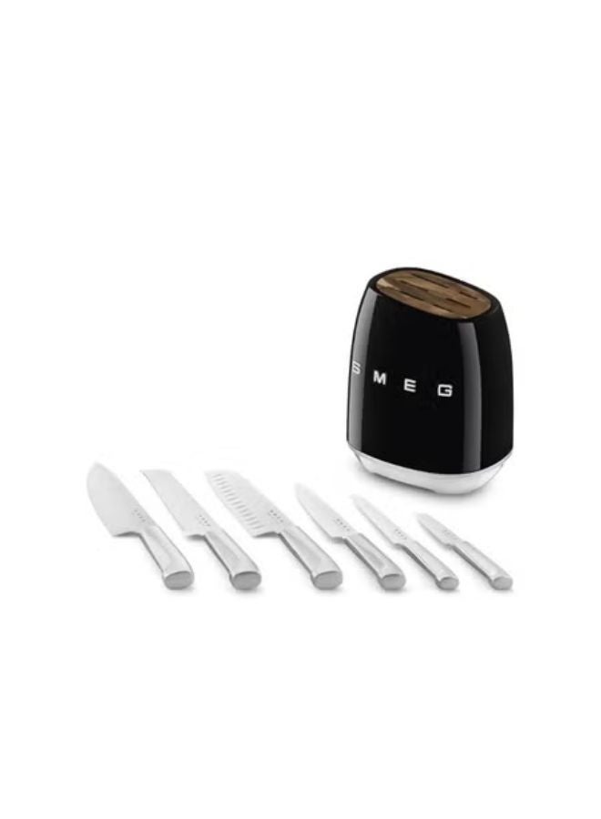 سميج Smeg، كتلة سكين، KBSF02BL، 6 سكاكين متضمنة الفولاذ المقاوم للصدأ، جسم كتلة الفولاذ المقاوم للصدأ وفتحة سكين في خشب السنط، أسود - Image 3