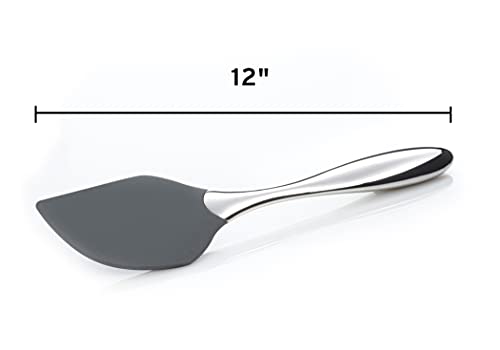 nambe Curvo Spatula Bowl Scraper | 12 Inch Heat Resistant Kitchen Scraper for Baking and Cooking | Made of Stainless Steel and Silicone | Designed by Steve Cozzolino - Image 5
