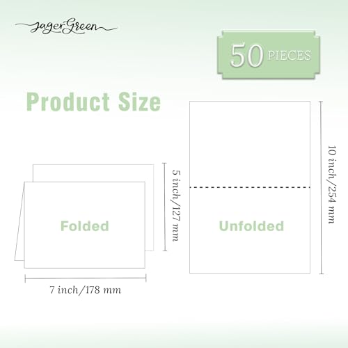 JAGERGREEN 50 Pack 5x7 Blank Cardstock Paper, White Card Stock Bulk, Thick Folded Heavy Cardstock for Thank You Cards, Greeting Cards, Wedding Invitation, Envelopes, DIY Craft Card (Cards Only) - Image 2