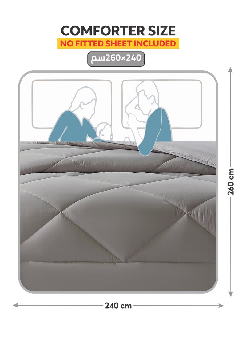 Donetella Bedding Comforter Set, King Size  240x260 cm - 3-Pcs Solid Quilted Bed Set, Microfiber Fabric - 1 Comforter And 2 Pillow Shams  - Image 3