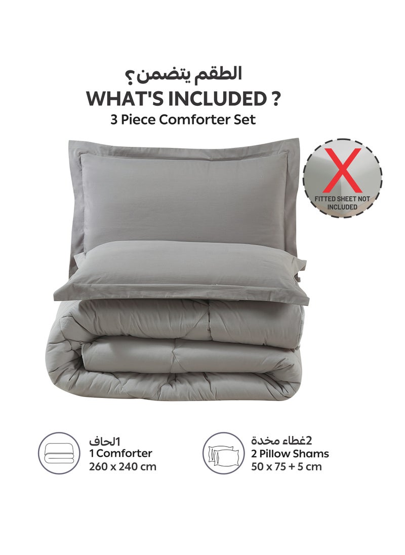 Donetella Bedding Comforter Set, King Size  240x260 cm - 3-Pcs Solid Quilted Bed Set, Microfiber Fabric - 1 Comforter And 2 Pillow Shams  - Image 4