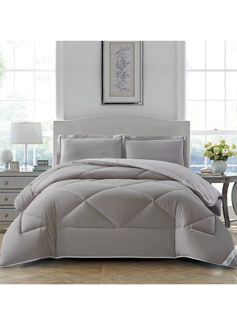 Donetella Bedding Comforter Set, King Size  240x260 cm - 3-Pcs Solid Quilted Bed Set, Microfiber Fabric - 1 Comforter And 2 Pillow Shams  - Image 1