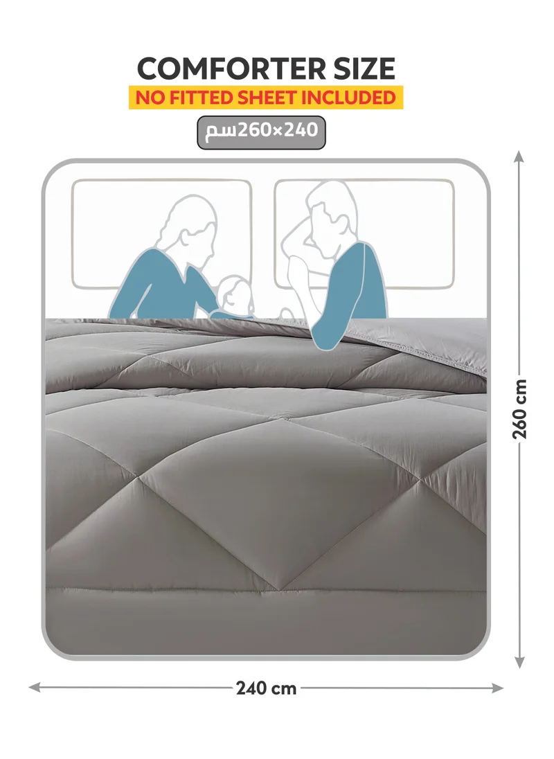 Donetella Bedding Comforter Set, King Size  240x260 cm - 3-Pcs Solid Quilted Bed Set, Microfiber Fabric - 1 Comforter And 2 Pillow Shams