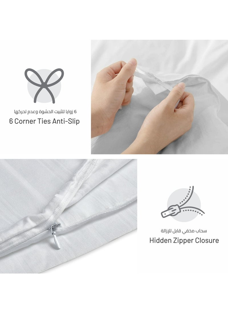 Donetella - 5 Piece Comforter Set with Pompom Lace and Removable Filler, King Size, 260 x 240 cm, White - Image 1