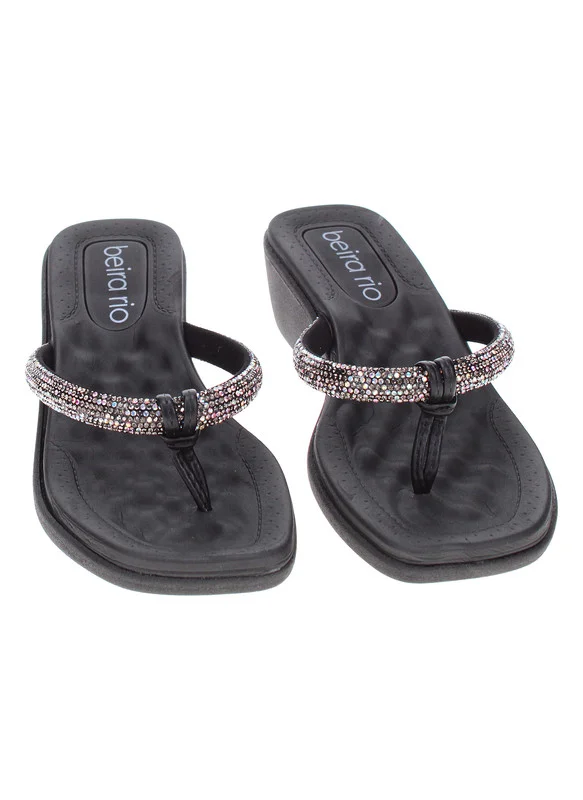 Beira Rio  Beira Rio Ladies Low Heel Sandals Black | Made In Brazil for Women | Best Price UAE