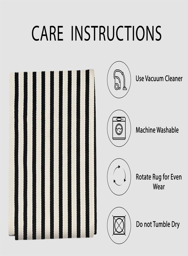 IOHOUZE Black Beige Striped Rug -3'x5' Front Door Rugs Outdoor, Washable Area Rug for Front Porch, Spring Summer Welcome Mats Outdoor Indoor, Doormat for Entryway Porch Entrance - Image 5