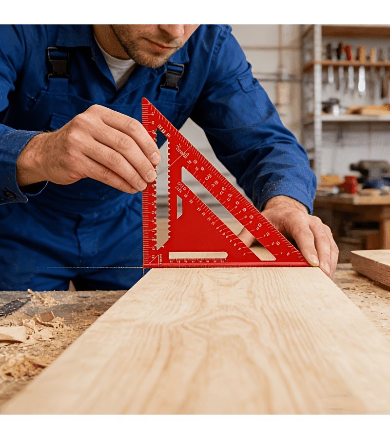 Precision Aluminum Woodworking Triangle Ruler 7 Inch Blue Right Angle Ruler Wavy Edge 45 Degree 90 Degree Triangle Ruler Portable Durable Woodworking Marking Tool Engineer Drafting Ruler - Image 5