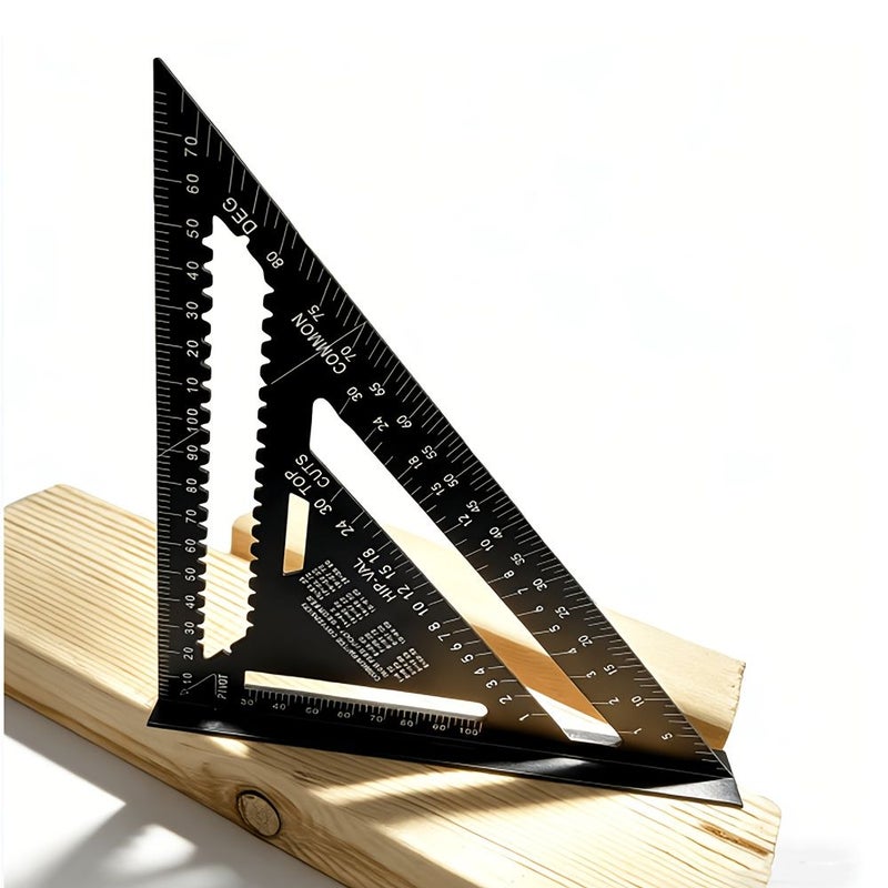 Precision Aluminum Woodworking Triangle Ruler 7 Inch Blue Right Angle Ruler Wavy Edge 45 Degree 90 Degree Triangle Ruler Portable Durable Woodworking Marking Tool Engineer Drafting Ruler - Image 4