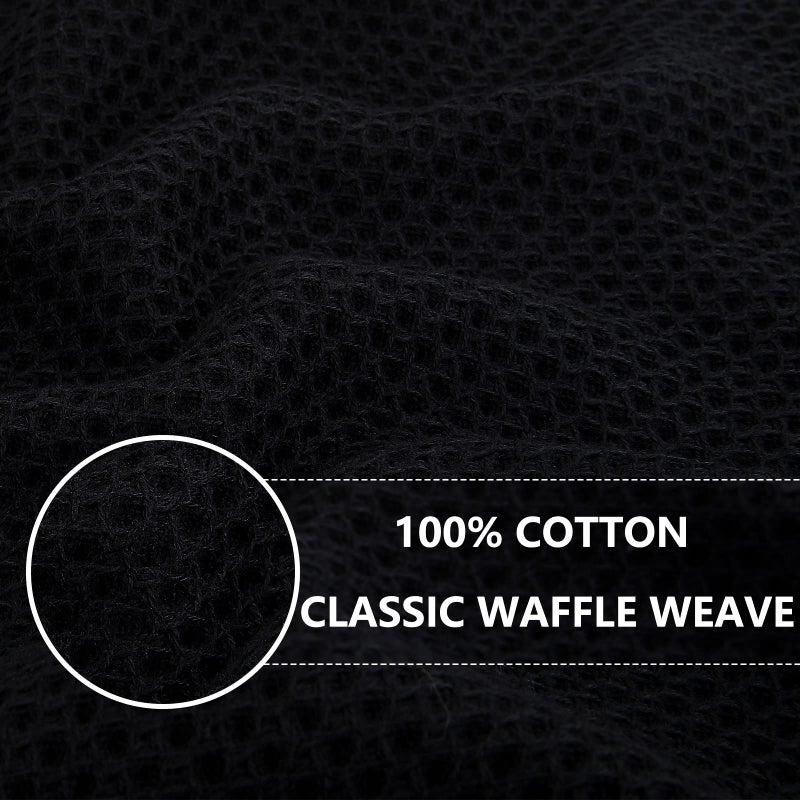 Homaxy 100% Cotton Waffle Weave Kitchen Dish Cloths  Ultra Soft Absorbent Quick Drying Dish Towels  12x12 Inches  6-Pack  Black - Image 2