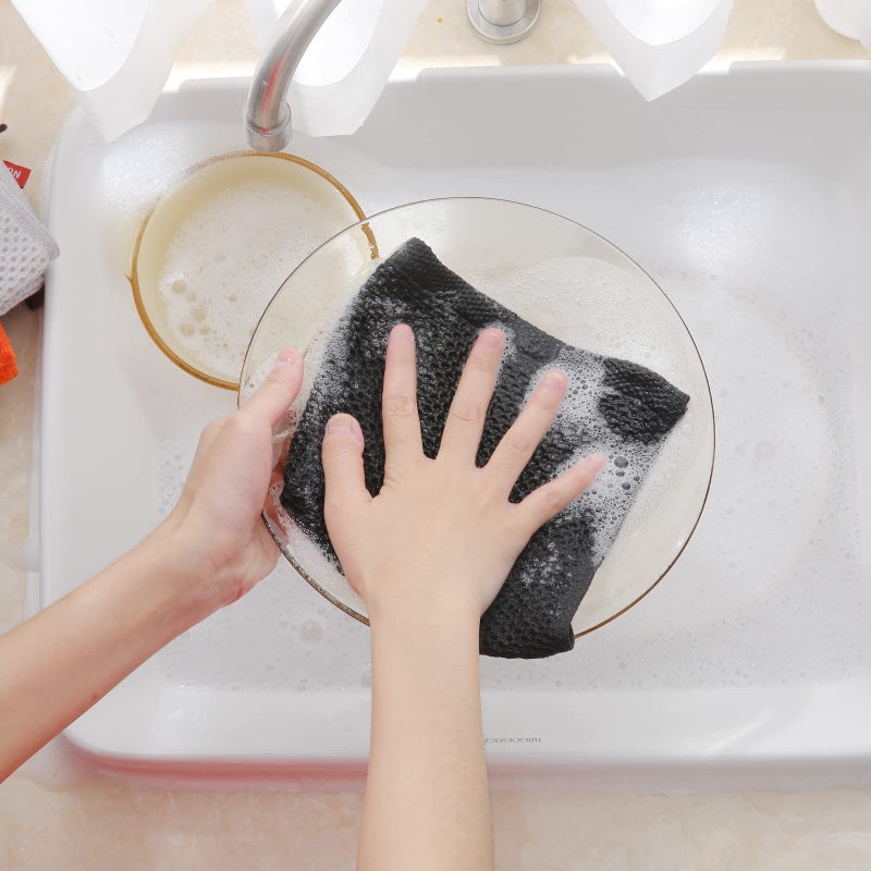 Homaxy 100% Cotton Waffle Weave Kitchen Dish Cloths  Ultra Soft Absorbent Quick Drying Dish Towels  12x12 Inches  6-Pack  Black - Image 4