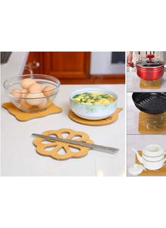 Gopinath Autolink Gopinath Autolink Pack of 6 Heat Resistant NonSlip Bamboo Trivets Pot Mat for Kitchen TablePlacemat Bamboo Thickened AntiScalding Pot Bowl Plate Pad  - Image 5