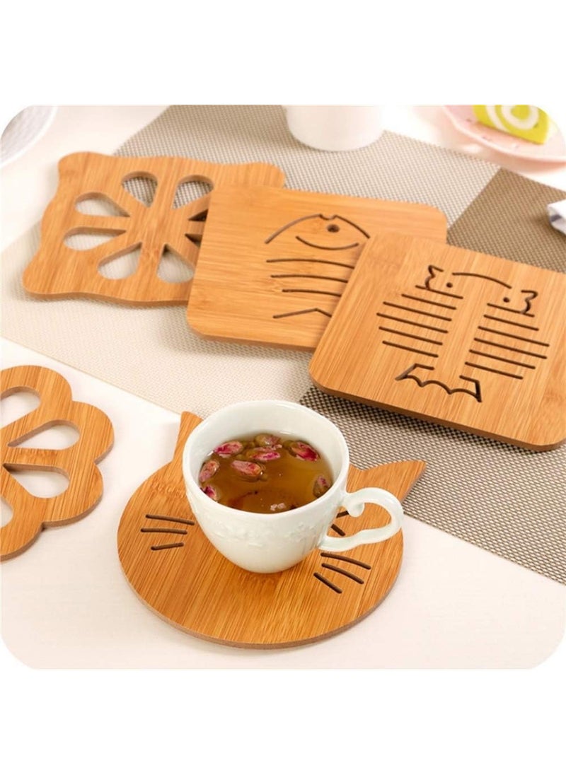 Gopinath Autolink Gopinath Autolink Pack of 6 Heat Resistant NonSlip Bamboo Trivets Pot Mat for Kitchen TablePlacemat Bamboo Thickened AntiScalding Pot Bowl Plate Pad  - Image 4