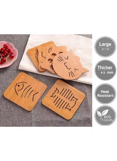 Gopinath Autolink Gopinath Autolink Pack of 6 Heat Resistant NonSlip Bamboo Trivets Pot Mat for Kitchen TablePlacemat Bamboo Thickened AntiScalding Pot Bowl Plate Pad  - Image 2