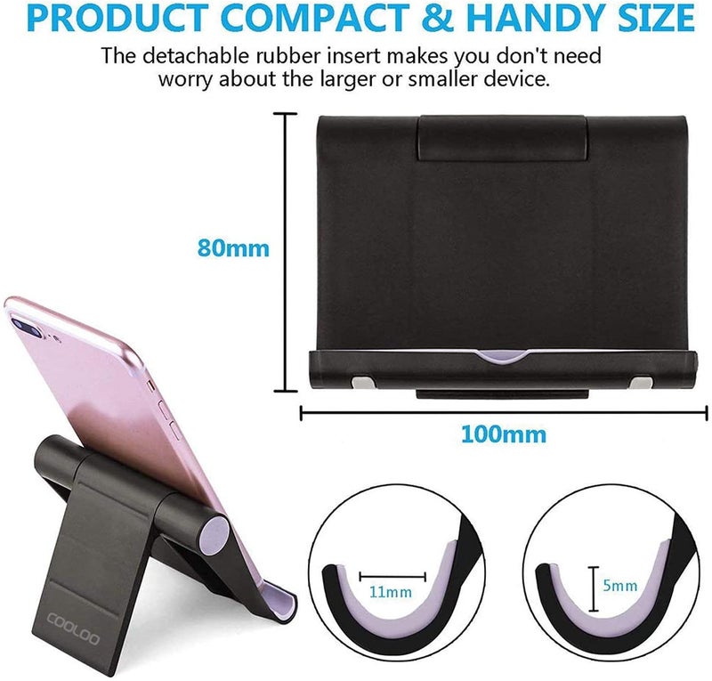 COOLOO Cell Phone Stand Multi-Angle,ã€2 Packã€‘ Tablet Stand Universal Smartphones for Holder Tablets(6-11"), e-Reader, Compatible Phone XS/XR/8/8 Plus/7/7 Plus, Galaxy S8/S7/Note 8, Air, Mini, Pixel 2(Black) - Image 4