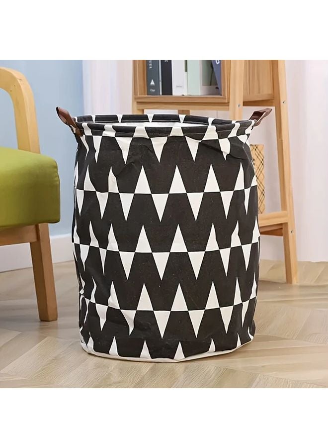 Rhombus 1 Collapsible Laundry Hamper Herringbone Canvas Storage Bin Organizer Basket - Image 3