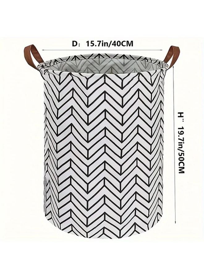 Rhombus 1 Collapsible Laundry Hamper Herringbone Canvas Storage Bin Organizer Basket - Image 4