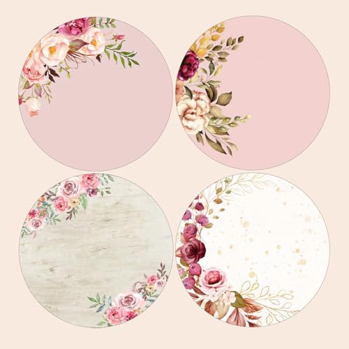 SLGIFT Vinyl Round Floral Theme Sticker, Self-Adhesive Vinyl Stickers, 40 Pieces, 2 x 2 Inches Round Sticker, 4 Unique Designs, R162 - Image 2