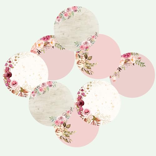 SLGIFT Vinyl Round Floral Theme Sticker, Self-Adhesive Vinyl Stickers, 40 Pieces, 2 x 2 Inches Round Sticker, 4 Unique Designs, R162 - Image 3