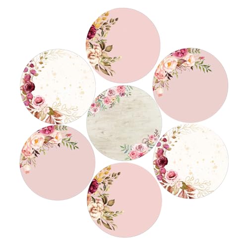 SLGIFT Vinyl Round Floral Theme Sticker, Self-Adhesive Vinyl Stickers, 40 Pieces, 2 x 2 Inches Round Sticker, 4 Unique Designs, R162 - Image 1