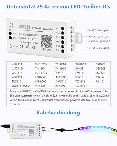 ALITOVE WS2812B WS2811 WS2801 LED WiFi Controller, iOS Android App Wireless Remote Control DC 5V~24V SP108E for SK6812 SK6812-RGBW WS2812 WS2813 WS2815 AL2815 RGB Halloween Christmas LED Pixels Strip - Image 3