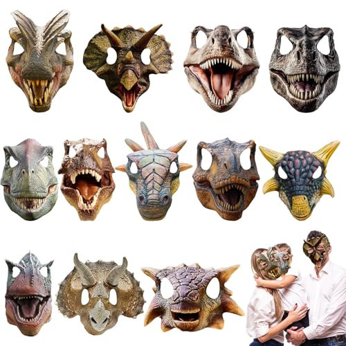Minatee 24 Pieces Jurassic Dinosaur Masks Birthday Decorations for Kids Party Supplies Animal Party Mask Theme Birthday Gifts for Boys Girls - Image 1