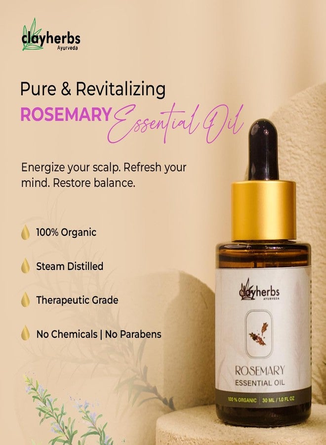 Clayherbs 100% Pure 30ml Rosemary Essential Oil for Hair Growth, Skin & Diffuser - Therapeutic Grade, Steam Distilled Rosemary Oil for Scalp Massage & Aromatherapy - Image 4