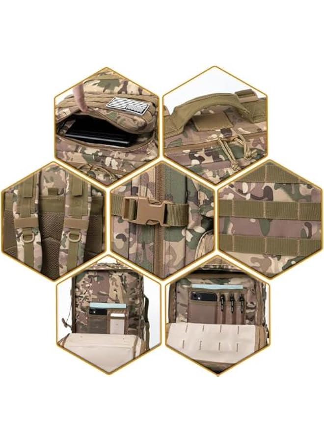 هوكور حقيبة ظهر تكتيكية سعة 45 لتر للرجال والنساء، حقيبة ظهر كبيرة مقاومة للماء للمشي لمسافات طويلة والسفر والتخييم في الهواء الطلق مع حامل أكواب - Image 3