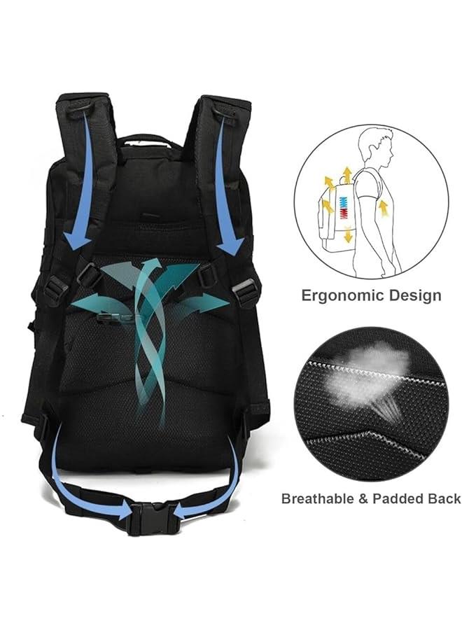 هوكور حقيبة ظهر تكتيكية سعة 45 لتر للرجال والنساء، حقيبة ظهر كبيرة مقاومة للماء للمشي لمسافات طويلة والسفر والتخييم في الهواء الطلق مع حامل أكواب - Image 4