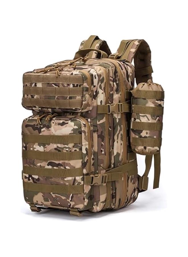 هوكور حقيبة ظهر تكتيكية سعة 45 لتر للرجال والنساء، حقيبة ظهر كبيرة مقاومة للماء للمشي لمسافات طويلة والسفر والتخييم في الهواء الطلق مع حامل أكواب - Image 1