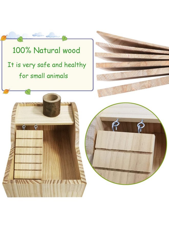 كاثسون صندوق استحمام رملي للهامستر من كاثسون، غرفة استحمام خشبية للحيوانات الصغيرة، حوض استحمام رملي للحفر مع وعاء سلم للتسلق للفئران السورية القزمة، فئران الجربوع، القنفذ - Image 2
