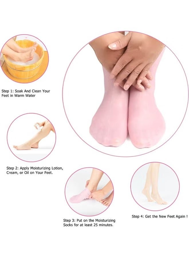 Silicone Socks for Foot Skin Care | Gel Moisturizing Socks | Anti-Crack Protective Heel Socks | Waterproof Beach Socks for Callus, Corn, Dry & Cracked Skin Relief - Image 3