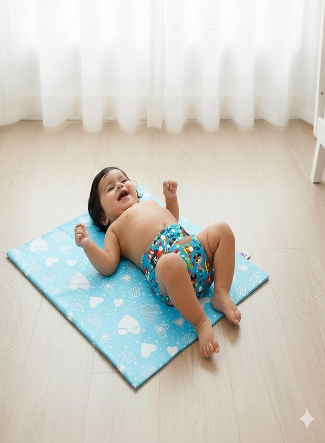 SuperBottoms Basic Bed Protecting Mat | 8.5X Absorbent, Waterproof, Anti-Heat & Washable Baby Bed Protector | Soft Cotton Fleece, Lightweight, Reusable InstaDry Mat - Breezy Blue, Small (50x70cm) - Image 1