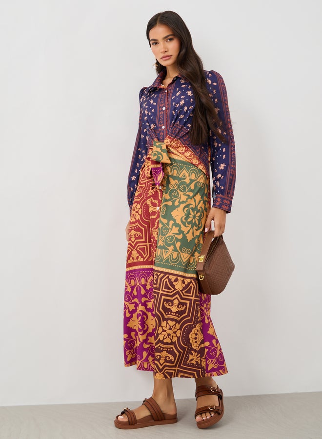 Take Two All-Over Print Buttoned Front Midi Dress - Image 2